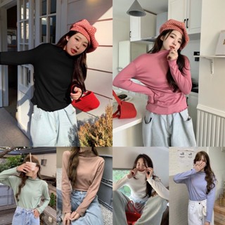 Styles_Unnie ✨พร้อมส่ง✨ T246 เสื้อคอปีนแขนยาวสีพื้น พร้อมส่ง 6  สี