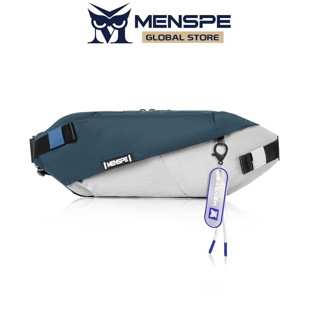 MENSPE กระเป๋าคาดเอว กันน้ำกระเป๋าคาดอก ทันสมัย ​​เรียบง่าย และสบายๆ（สีขาว+สีน้ำเงิน）