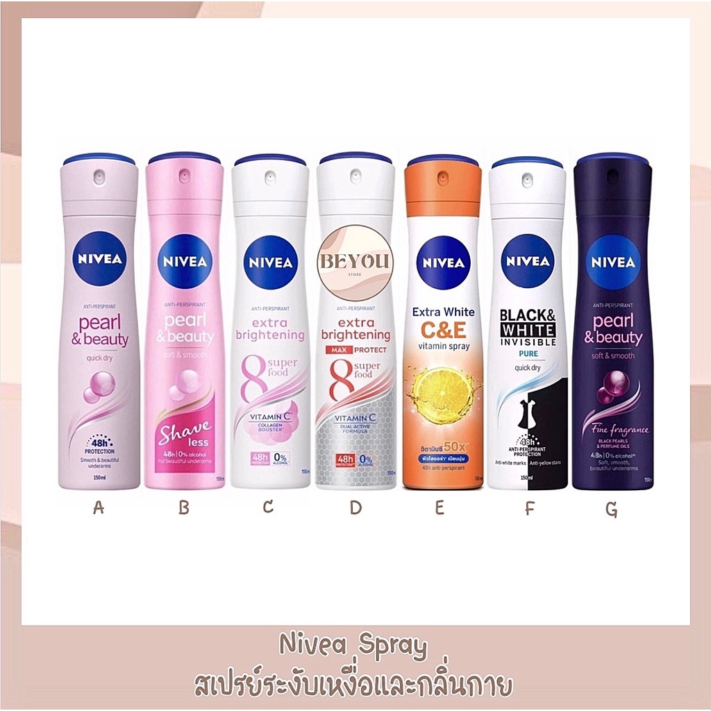 Nivea Spray นีเวียสเปรย์ระงับเหงื่อและกลิ่นกาย 60, 100 ml.