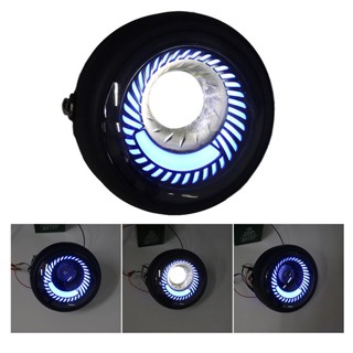 Motorcycle Spiral Blue White Light Side Mount Circle Headlight For Cafe Racer Bobber