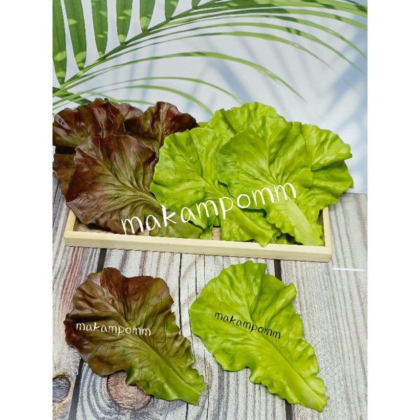 โมเดลใบผักกาดหอม ผักสลัดกรีนโอ๊ด เรดโอ๊ดปลอม ราคา/1ใบ