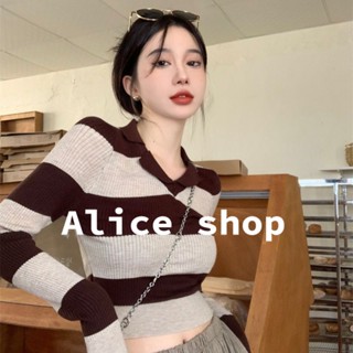 Alice  เสื้อครอป เสื้อยืดแขนยาวผู้หญิง 2022 ใหม่  ทันสมัย ทันสมัย ins ทันสมัย S051072 36Z230909