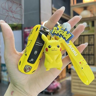 เหมาะสำหรับ Porsche key shell macan Cayenne Panamera ชุดพวงกุญแจ 718 ดัดแปลงตกแต่ง Pikachu