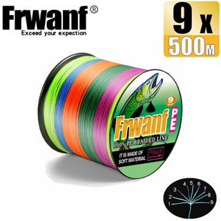 Frwanf สายเอ็นตกปลา แบบถัก PE X9 500 ม. 9 เส้น หลากสี