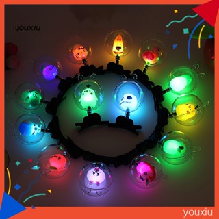 Youxiu กิ๊บติดผม ตุ๊กตาการ์ตูนบอลลูน มีไฟกระพริบ LED สีโปร่งใส สําหรับปาร์ตี้