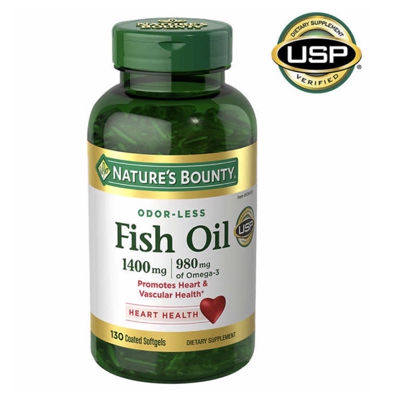 Nature’s Bounty Fish Oil 1400 mg 130 เม็ด Exp.09/2027 ฟิชออย (อ่านรายละเอียดก่อนสั่ง)