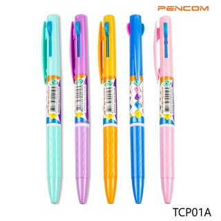 ปากกาลูกลื่น (ปากกาหมึกน้ำมัน) แบบกด 2 สี ในด้ามเดียว Pencom รุ่น TCP01A