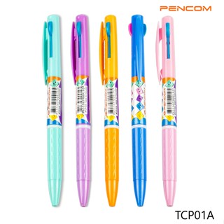 ปากกาลูกลื่น (ปากกาหมึกน้ำมัน) แบบกด 2 สี ในด้ามเดียว Pencom รุ่น TCP01A