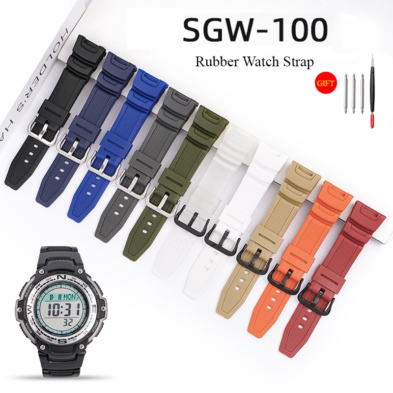 กีฬาสําหรับ SGW-100 SGW-100-1V SGW-100-1VDF สร้อยข้อมือยางกันน้ํา Sgw 100 เปลี่ยนสายนาฬิกาซิลิโคนสํา