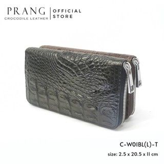 Prang Crocodile Leather Long Zipped Wallet กระเป๋าสตางค์ ซิปเดี๋ยว หนังจระเข้ C-W01BL(L)-T