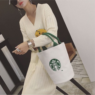 ▪Ready Stock Starbucks Tote Bag Round Bottom Shopping Bag Lunch Bag