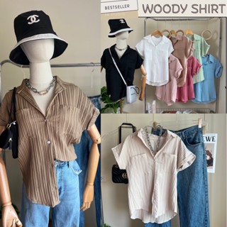 สีมาเพิ่ม 🛒เสื้อเชิ้ตเเขนสั้น เเต่งกระเป๋าหน้า WOODY SHIRT อก42"