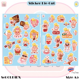 สติ๊กเกอร์ไดคัท Sticker Die-cut ลายการ์ตูนน่ารัก ชุด CUPIDX สติกเกอร์ตกแต่งกันน้ำ DIY Size A5