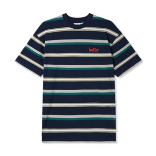 BUTTER GOODS เสื้อยืดลายทาง BASE STRIPE TEE NAVY สีกรมท่า