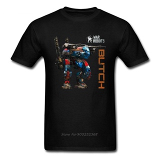 เสื้อยืด พิมพ์ลายหุ่นยนต์ War Robots WR Butch V4 สีเขียว แฟชั่นฤดูร้อน สไตล์พังก์ สําหรับผู้ชาย