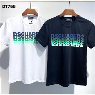 เสื้อผู้ชายเท่ 22 FW 1964 Dsquared2 ผู้ชายผู้หญิง O คอแขนสั้นเสื้อยืดเสื้อยืดหัวรถจักรพิมพ์ผ้าฝ้ายเสื้อยืดลําลอง DT755