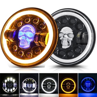 【พร้อมส่ง】ไฟหน้ารถยนต์ Led H4 7 นิ้ว Hi/Lo Beam RGB 12-80V คุณภาพสูง สําหรับ Jeep Wrangler Lada 4x4 Niva OffRoad Hummer