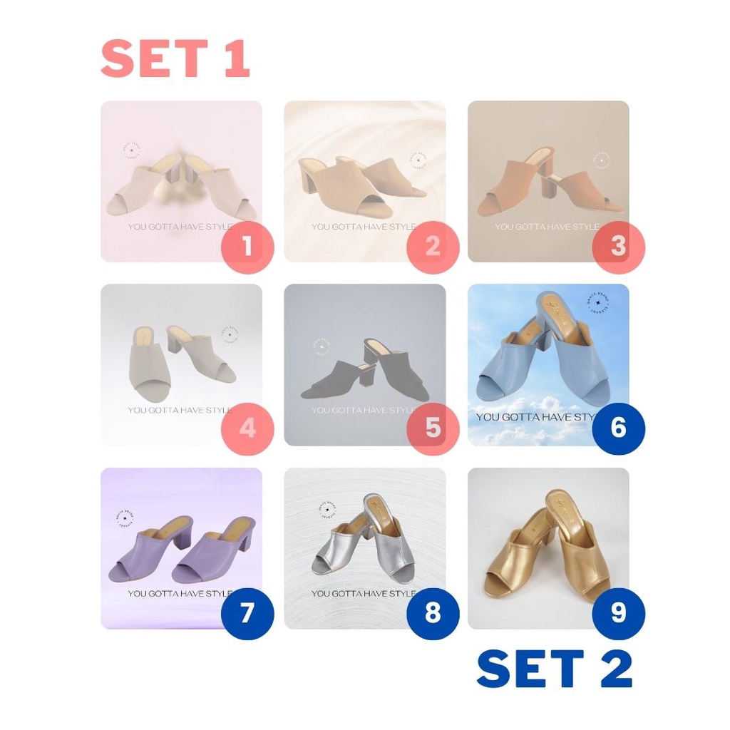 GRACEคาดแผ่นSET2 หนังนิ่ม ไซส์ 36-43 รองเท้าส้นสูง 2.5 นิ้ว รองเท้าแฟชั่นผู้หญิง