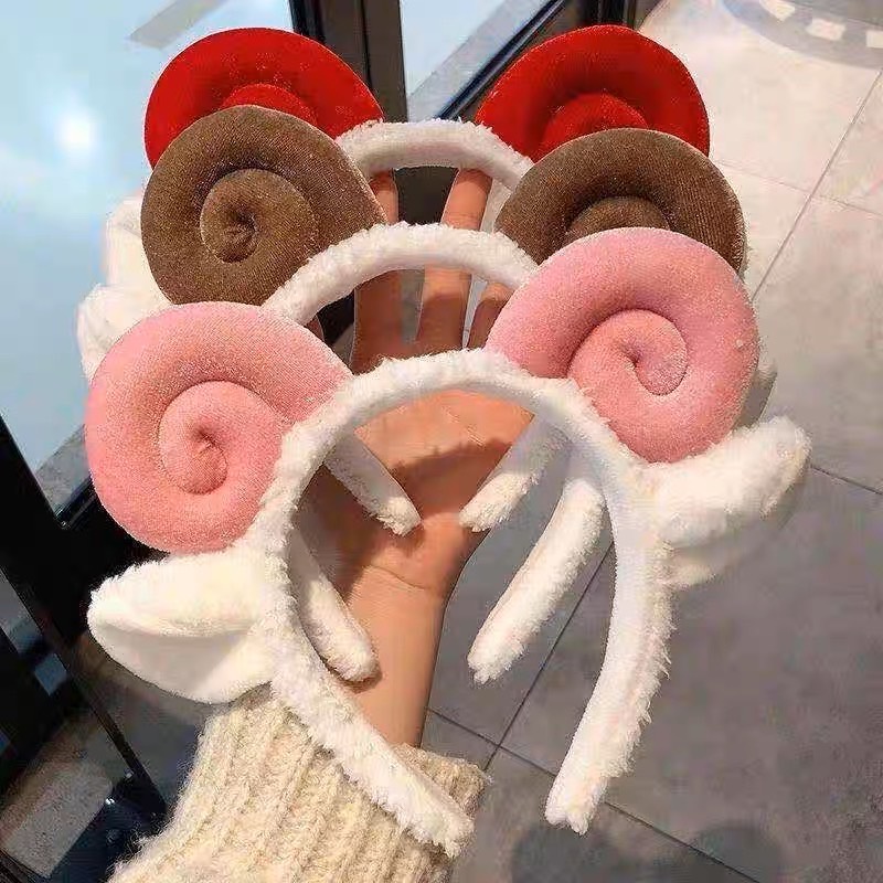 DAE-ที่คาดผมน้องแกะเขาชมพูน่ารักมาก🐑(พร้อมส่งจากไทย)