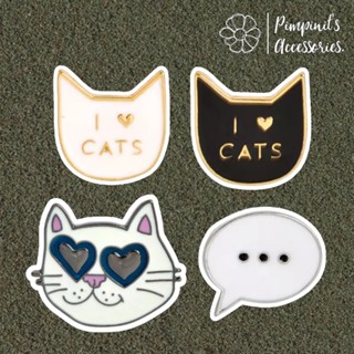 🇹🇭 พร้อมส่ง : 🐱 เข็มกลัดเซ็ทน้องแมว "I &lt;3 Cats" | "I &lt;3 Cats" Enamel Brooch Pin Set.