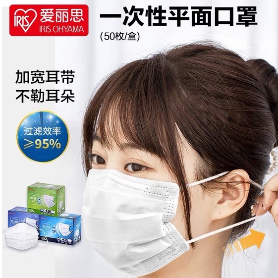 พร้อมส่ง IRIS MASK（S/M/L)3ขนาด กล่องละ/50 ชิ้น หน้ากากขาว หน้ากากผู้ใหญ่ หน้ากากเด็ก