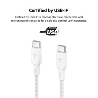 Belkin CAB014 สายชาร์จ USB-C ได้รับการรับรอง USB-C IF รุ่นพิเศษรองรับกำลังไฟสูงสุด 100 วัตต์ ชาร์จโน้ตบุ๊ค และสมาร์ทโฟน