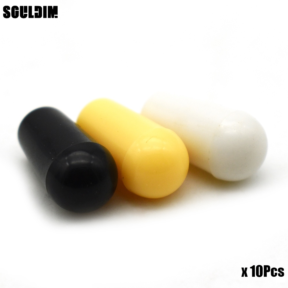 10ชิ้นกีตาร์ไฟฟ้าสลับสวิทช์เคล็ดลับลูกบิดหมวก3.5มิลลิเมตร/4.0มิลลิเมตรกีตาร์สีดําชิ้นส่วน