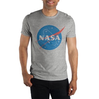 ขายดี! {พร้อมส่ง เสื้อยืดแขนสั้นลําลอง ผ้าฝ้าย 100% พิมพ์ลายโลโก้ Nasa Globe สีเทา พลัสไซซ์ ของขวัญวันเกิด สําหรับผ