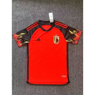 เสื้อกีฬาแขนสั้น ลายทีมชาติฟุตบอล World Cup Belgium ชุดเหย้า คุณภาพสูง สําหรับผู้ชาย 2022