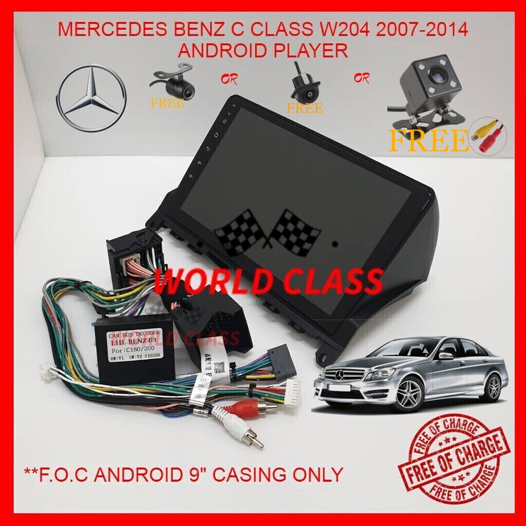 MERCEDES BENZ C-Class (W204) 2007-2014 ANDROID 9" PLAYER พร้อม CANBUS ( FOC ANDROID CASING )