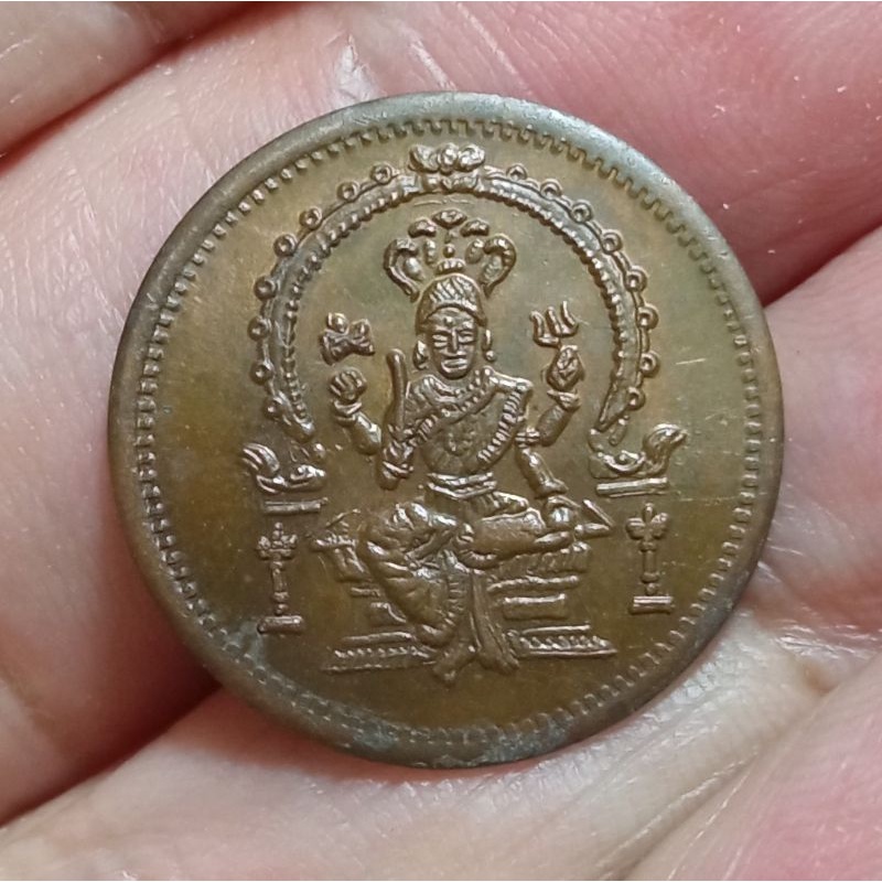 เหรียญพระแม่ศรีมหาอุมาเทวี วัดแขก บล็อกอินเดีย เก่าสวย หลังยันต์ศรีจักรกาปี 2539 ทองแดง รหัส965