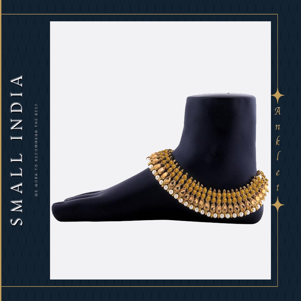 {**ส่งฟรี**} SMALL INDIA 🏵️ Gold Plated Indian Anklet Payal กำไลข้อเท้า 🏵️ Women Jewelry