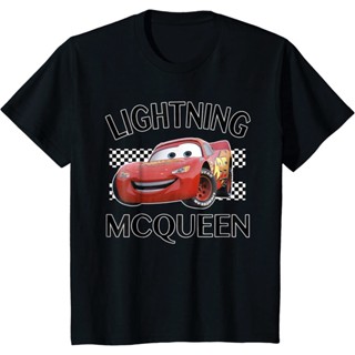 เสื้อขาว เสื้อยืด เสื้อยืด ผ้าฝ้าย พิมพ์ลาย Pixar Cars Lightning McQueen สําหรับผู้ชาย เสื้อเด็กหญิง