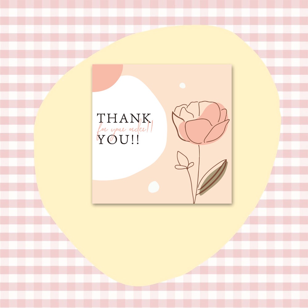 การ์ดขอบคุณ ทรงสี่เหลี่ยม ลาย Thank You น่ารัก สําหรับตกแต่งร้านค้าออนไลน์ 50 ชิ้น