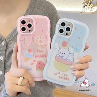 เคสนิ่ม ลายการ์ตูนหมีไอศกรีม ขอบหยัก สําหรับ Samsung A14 A04s A12 A50 A32 A04 A13 A04E A52 A51 A03 A53 A20s A22 A23 A33 A20 A30 A03s A50s A31 A30 A52s A02s A11 A21s