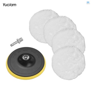 Yuclam Wool Polishing Buffing Pad 6 Pcs 6 Inch Polishing Buffing Wheel for Drill Buffer Attachment with M14 Drill Adapter