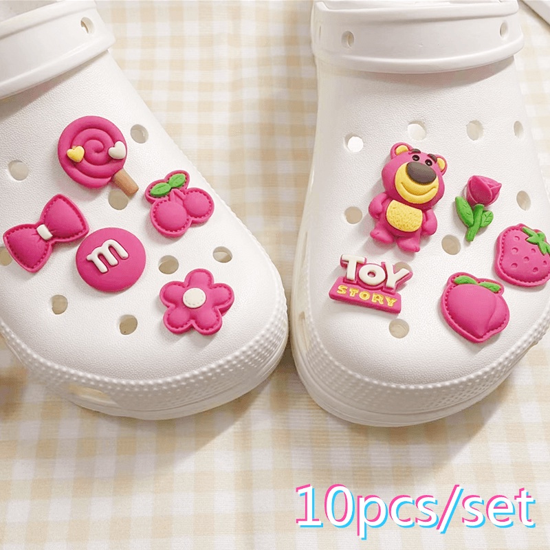 10 ชิ้น / เซต สตรอเบอร์รี่ หมี ปุ่ม รองเท้า เสน่ห์ กุหลาบ รองเท้าสวน แฟชั่น อุปกรณ์เสริม