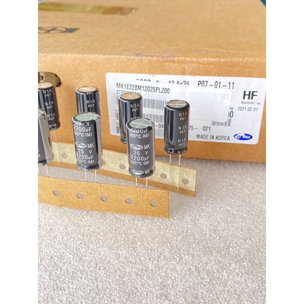 (แพ็ค5ตัว) C 2200UF 25V คาปาซิเตอร์SAMWHA สีดำทนร้อนสูง 105C ของแท้-ใหม่แกะกล่อง ขนาด13x25mm คาปาซิเ