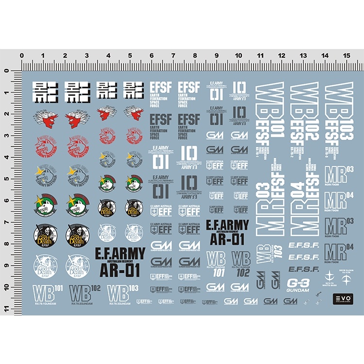 EVO GM RX-78-1 RX-78-2 RX-78-3 LOGO Water Slide Decal