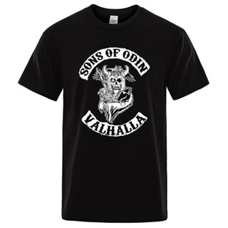 เสื้อยืดแขนสั้นลําลอง พิมพ์ลาย Sons Of Odin Valhalla Chapter สไตล์สตรีท แฟชั่นฤดูร้อน สําหรับผู้ชายS-5XL