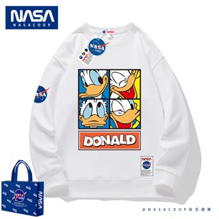 เสื้อกันหนาว คอกลม ผ้าฝ้าย และผ้ากํามะหยี่ ขนาดใหญ่ ลาย NASA แฟชั่นฤดูใบไม้ผลิ และฤดูใบไม้ร่วง สําหรับผู้ชายและผู้หญิง