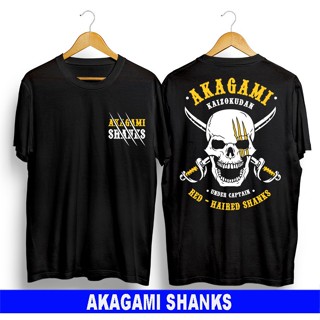 เสื้อยืดผ้าฝ้ายพิมพ์ลายแฟชั่น เสื้อยืด ผ้าฝ้าย พิมพ์ลายอนิเมะ one piece akagami shanks full cotton30s