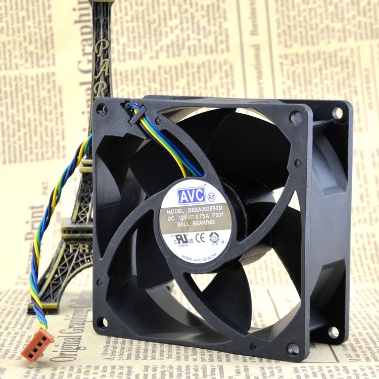 YY 9 ซม. 9 ซม. 4WIRES PWM CPU TEMPERATURE CONTROL BALL CASE พัดลม 9038