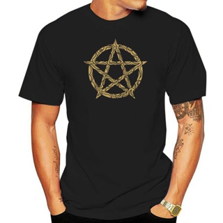 เสื้อยืดไม่ต้องรีด Camiseta Pentagrama de manga corta a la moda, estilo veraniego, gótico, Rock, Punk, Emo, mágico, paga