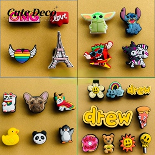 【Cute Deco】ตัวติดรองเท้า เรซิ่น ลายการ์ตูนแอนิเมชั่นน่ารัก (10 แบบ) สีเขียว สัตว์ ดวงตา ท่าทาง จี้กระดุม Crocs จิบบิทซ์ น่ารัก วัสดุเรซิ่น สําหรับรองเท้า