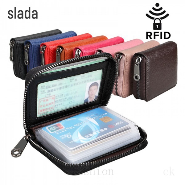 กระเป๋าสตางค์ กระเป๋าใส่บัตรเครดิต RFID อเนกประสงค์ ขนาดใหญ่ จุของได้เยอะ แต่งซิป ป้องกันการขโมย สไตล์นักธุรกิจ สําหรับผู้ชาย และผู้หญิง