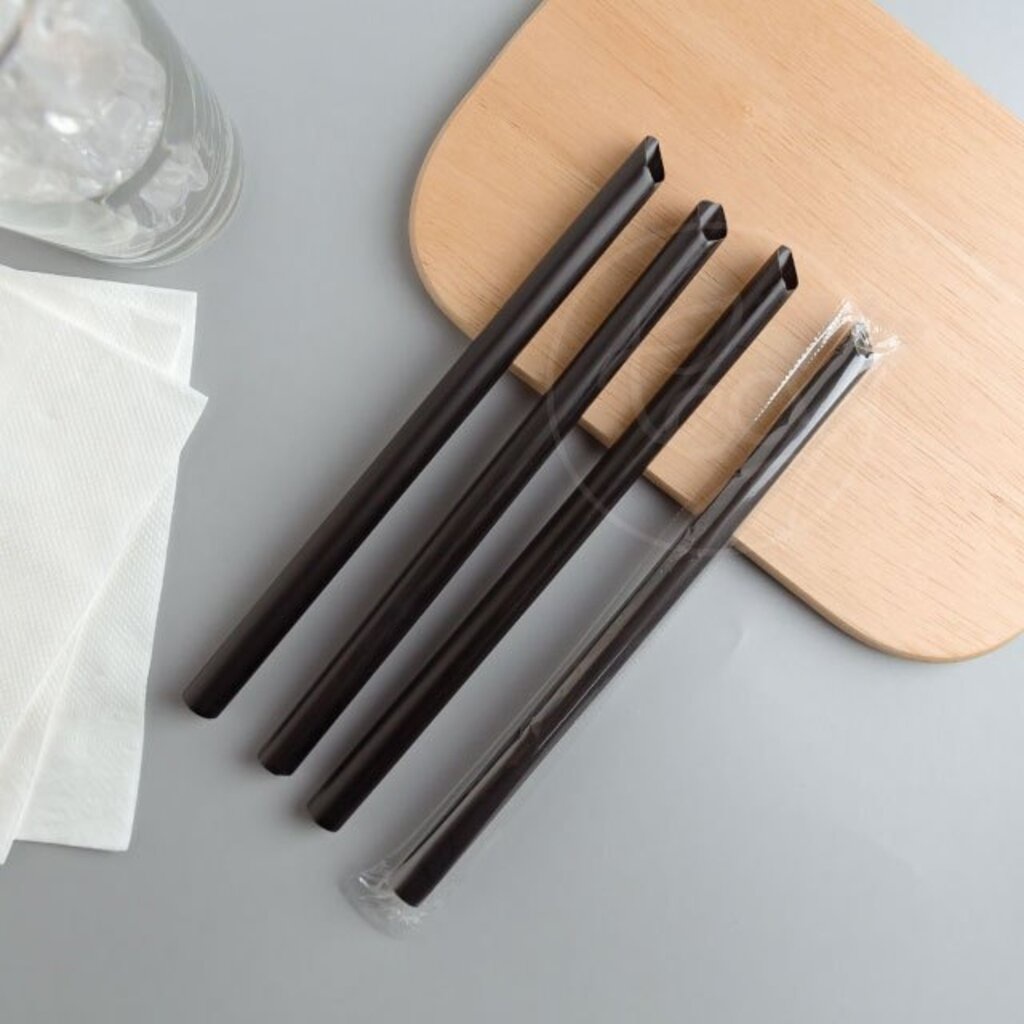 [12mm] หลอดดูดน้ำ สีดำ ทรงตรง หลอดใหญ่ หลอดพลาสติก หลอด12มิล ห่อฟิล์ม หลอดชาไข่มุก 100เส้น/แพ็ค - รูปที่ 3