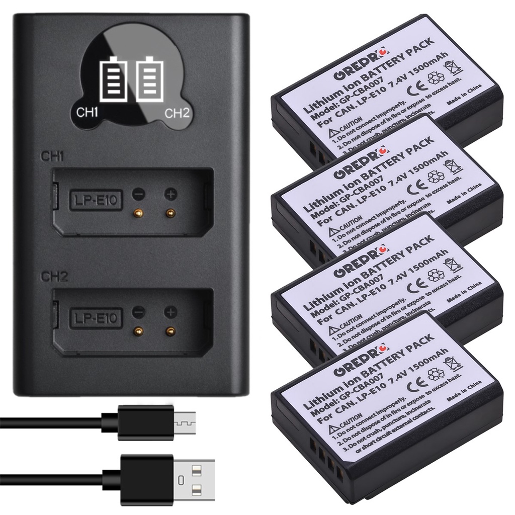 Kimaru LP-E10 Dual Slot Battery Charger For Canon Cameras - USB-C & Micro USB Input