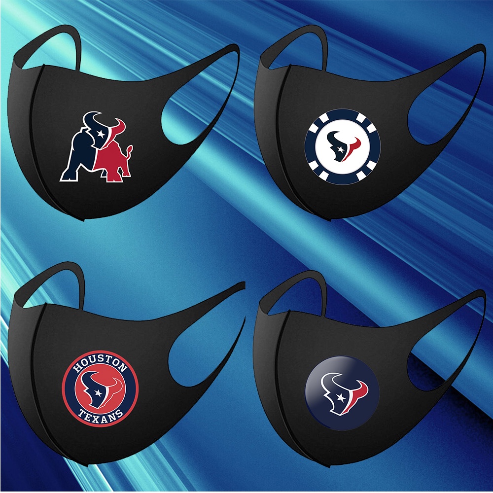 Mingyuan NFL Houston Texans Face Mask สีดํา Unisex ล้างทําความสะอาดได้และนํากลับมาใช้ใหม่สไตล์เกาหลี