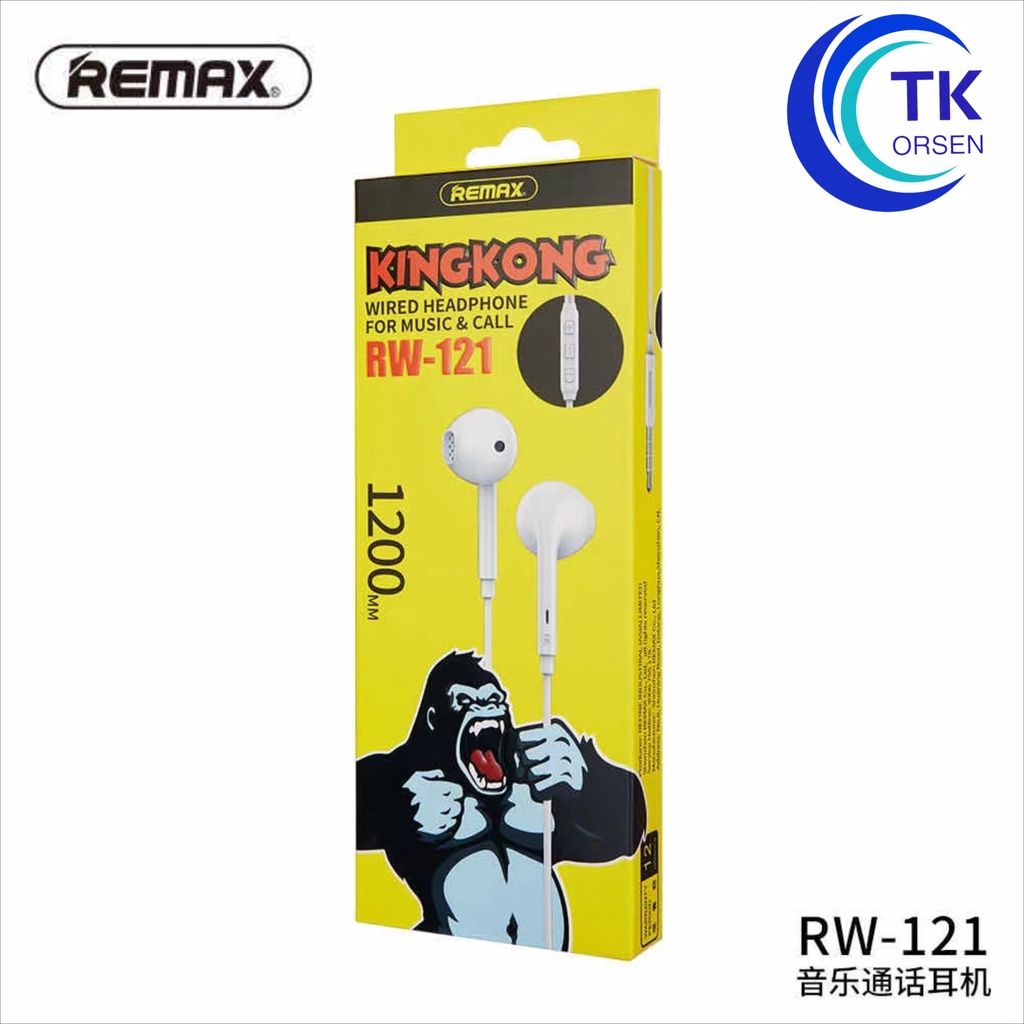 REMAX RW-121 เสียงดี หูฟังเพลง+คุยโทรศัพท์  FOR MUSIC&CALL หูฟังรุ่นใหม่ล่าสุด ยาว1.2เมตร มีไมค์คุยโทรศัพท์ ได้ ของแท้